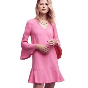 Anthropologie HD in Paris Fuchsia Pink Bell Sleeve Shift Dress - US 4 / Small